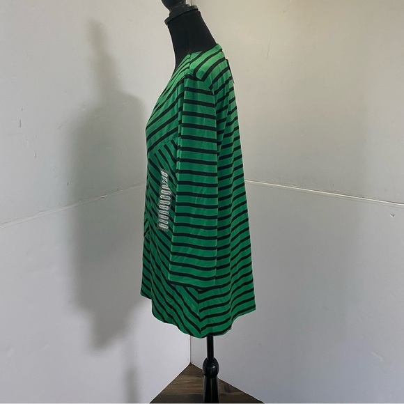 NWT Womens RXB Green and Black Striped V-Neck Long Sleeve Shirt Blouse Size XXL - Picture 5 of 5